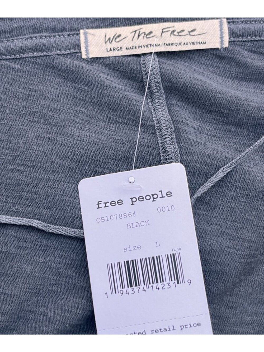 FREE PEOPLE On My Mind Oversized V-Neck Long Sleeve Shirt Gray Size L Pullover - Picture 4 of 9